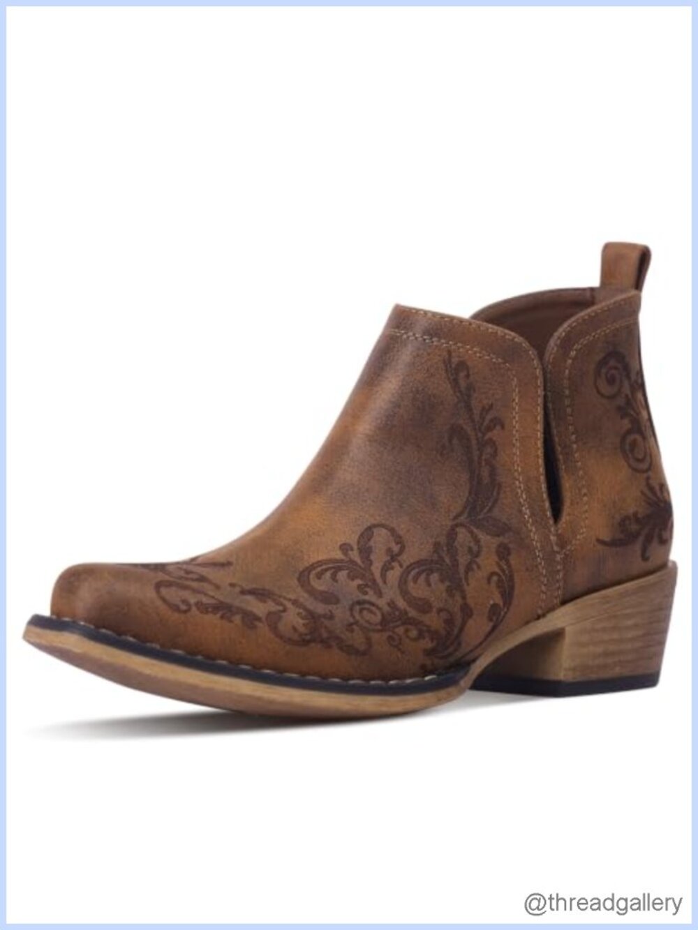 Ankle Cowboy Boots Women Western Snip Toe Faux Leather Booties